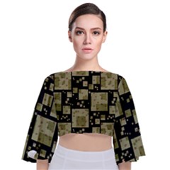 Background Graphic Wallpaper Decor Backdrop Design Tie Back Butterfly Sleeve Chiffon Top by Ket1n9