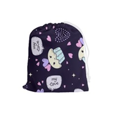 Cupcake Doodle Heart Love Drawstring Pouch (large) by Posterlux