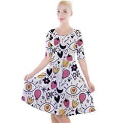 Eye Seesit Quarter Sleeve A-line Dress by Posterlux