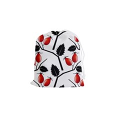 Rose Hip Pattern Branches Autumn Drawstring Pouch (small) by Hannah976
