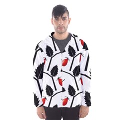 Rose Hip Pattern Branches Autumn Men s Hooded Windbreaker by Hannah976