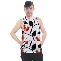 Rose Hip Pattern Branches Autumn Men s Sleeveless Hoodie by Hannah976