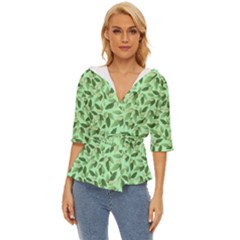 Leaves Pattern Texture Seamless Lightweight Drawstring Hooded Top by Hannah976