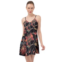 Red Flowers 2 Summer Time Chiffon Dress by DinkovaArt