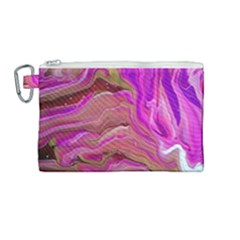 Magenta Waves Canvas Cosmetic Bag (medium) by kaleidomarblingart