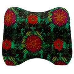 Mid Century Retro Floral 1970s 1960s Pattern 72 Velour Head Support Cushion by violetheavensky