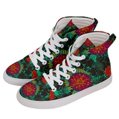 Mid Century Retro Floral 1970s 1960s Pattern 72 Women s Hi-top Skate Sneakers by violetheavensky