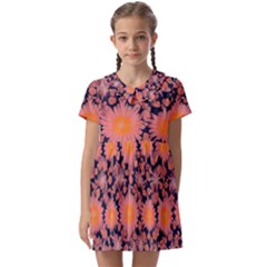 Mid Century Retro Floral 1970s 1960s Pattern 74 Kids  Asymmetric Collar Dress by violetheavensky