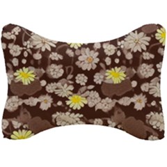 Mid Century Retro Floral 1970s 1960s Pattern 84 Seat Head Rest Cushion by violetheavensky