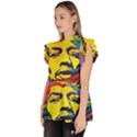 Psychedelic Rock Jimi Hendri Ruffle Collar Short Sleeve Chiffon Top View2