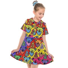 Grateful Dead Jam Bears Kids  Short Sleeve Shirt Dress by Tsamara