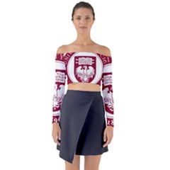 University Of Chicago Long Sleeve Off Shoulder Crop Top by avitendut