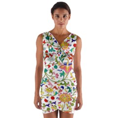 Owenjones Chinese 02 Bright-001 Wrap Front Bodycon Dress by Pixelchicken