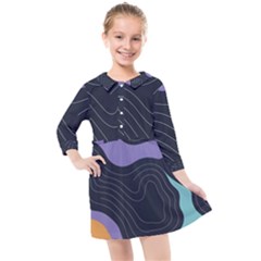 Abstract Topographic Kids  Quarter Sleeve Shirt Dress by Tsamara