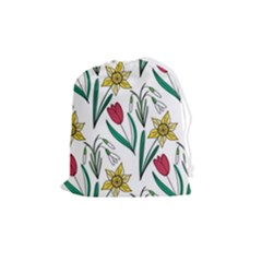 Flowers Bloom Pattern Spring Drawstring Pouch (medium) by Tsamara