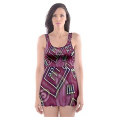 Abstract Art Pattern Design Background Skater Dress Swimsuit by Grandong