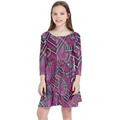 Abstract Art Pattern Design Background Kids  Quarter Sleeve Skater Dress by Grandong