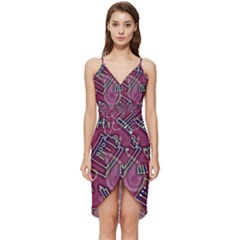 Abstract Art Pattern Design Background Wrap Frill Dress by Grandong