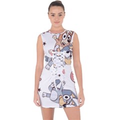 Bluey, Bluey Merch, Bluey Pattern, Bluey Bluey, Bingo, Bluey Design, Bluey Dog Lace Up Front Bodycon Dress by avitendut