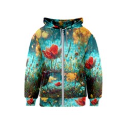 Flowers Detail Painting Nature Kids  Zipper Hoodie by Anend