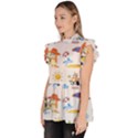Bluey, Bluey merch, Bluey pattern, Bluey Bluey, bingo, Bluey design, bluey dog Ruffle Collar Short Sleeve Chiffon Top View2