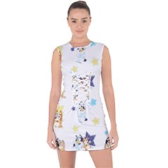 Bluey, Bluey Merch, Bluey Pattern, Bluey Bluey, Bingo, Bluey Design, Bluey Dog Lace Up Front Bodycon Dress by avitendut