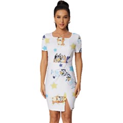 Bluey, Bluey Merch, Bluey Pattern, Bluey Bluey, Bingo, Bluey Design, Bluey Dog Fitted Knot Split End Bodycon Dress by avitendut