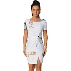 Bluey, Bluey Merch, Bluey Pattern, Bluey Bluey, Bingo, Bluey Design, Bluey Dog Fitted Knot Split End Bodycon Dress by avitendut