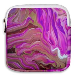 Magenta Waves Mini Square Pouch by kaleidomarblingart