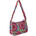 Mid Century Retro Floral 1970s 1960s Pattern 82 Zip Up Shoulder Bag View1