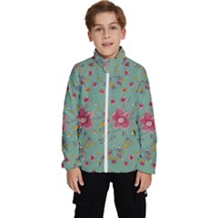 Mid Century Retro Floral 1970s 1960s Pattern 79 Kids  High Neck Windbreaker by violetheavensky