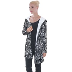 Mid Century Retro Floral 1970s 1960s Pattern 73 Longline Hooded Cardigan by violetheavensky