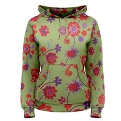 Mid Century Retro Floral 1970s 1960s Pattern 76 Women s Pullover Hoodie by violetheavensky