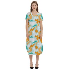 Design Pattern Seamless Tropical T-shirt Midi Dress With Pockets by Tsamara
