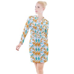 Design Pattern Seamless Tropical Button Long Sleeve Dress by Tsamara