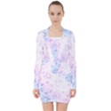 Digital Art Artwork Abstract Pink Purple V-neck Bodycon Long Sleeve Dress View1