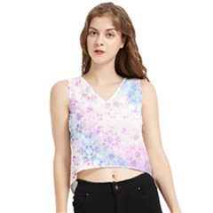 Digital Art Artwork Abstract Pink Purple V-neck Cropped Tank Top by Dutashop