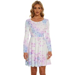 Digital Art Artwork Abstract Pink Purple Long Sleeve Wide Neck Velvet Dress by Dutashop