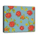 Mid Century Retro Floral 1970s 1960s Pattern 78 Deluxe Canvas 20  x 16  (Stretched) View1