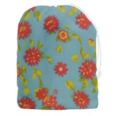 Mid Century Retro Floral 1970s 1960s Pattern 78 Drawstring Pouch (3xl) by violetheavensky