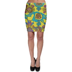 Mid Century Retro Floral 1970s 1960s Pattern 60 Bodycon Skirt by violetheavensky