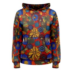 Mid Century Retro Floral 1970s 1960s Pattern 69 Women s Pullover Hoodie by violetheavensky