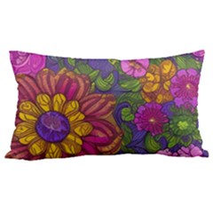 Mid Century Retro Floral 1970s 1960s Pattern 55 20 x12  Lumbar Throw Cushion Case (two Sides) by violetheavensky
