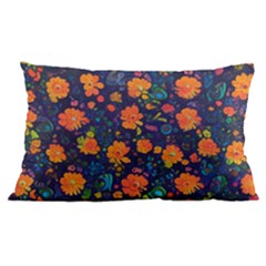 Mid Century Retro Floral 1970s 1960s Pattern 61 24 x16  Lumbar Throw Cushion Case (two Sides) by violetheavensky