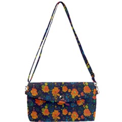 Mid Century Retro Floral 1970s 1960s Pattern 61 Removable Strap Clutch Bag by violetheavensky