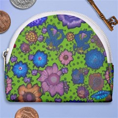 Mid Century Retro Floral 1970s 1960s Pattern 59 Horseshoe Style Canvas Pouch by violetheavensky