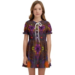 Mid Century Retro Floral 1970s 1960s Pattern 67 Kids  Sweet Collar Dress by violetheavensky