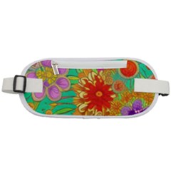Mid Century Retro Floral 1970s 1960s Pattern 58 Rounded Waist Pouch by violetheavensky