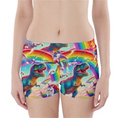 T-rex And Unicorns Boyleg Bikini Wrap Bottoms by RainbowTyrannosaurus