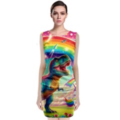 Trex/unicorns Sleeveless Velvet Midi Dress by RainbowTyrannosaurus